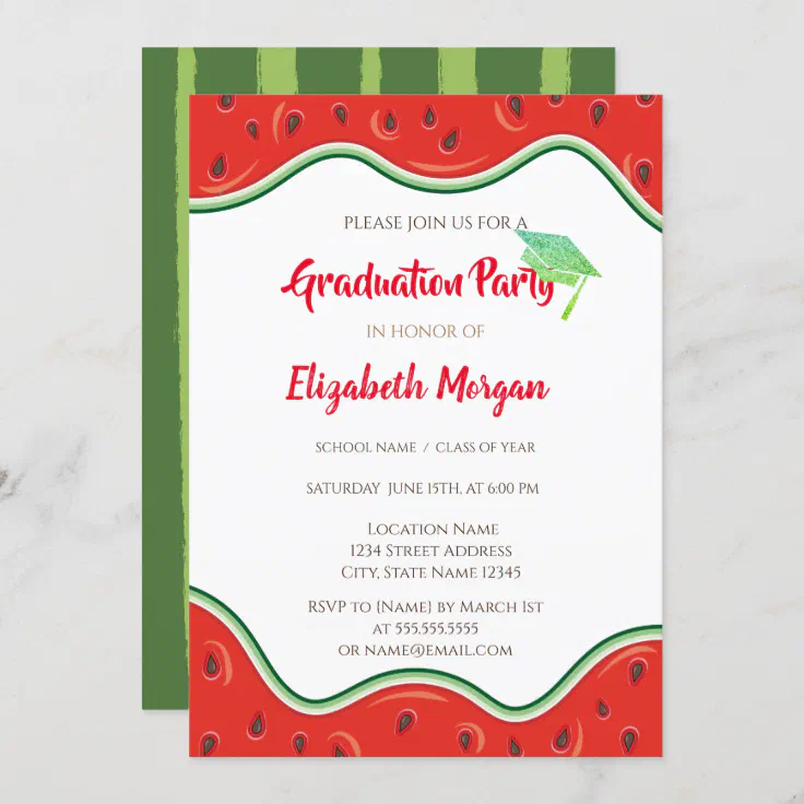 Glitter Graduation Cap,Watermelon Graduation Invitation Zazzle
