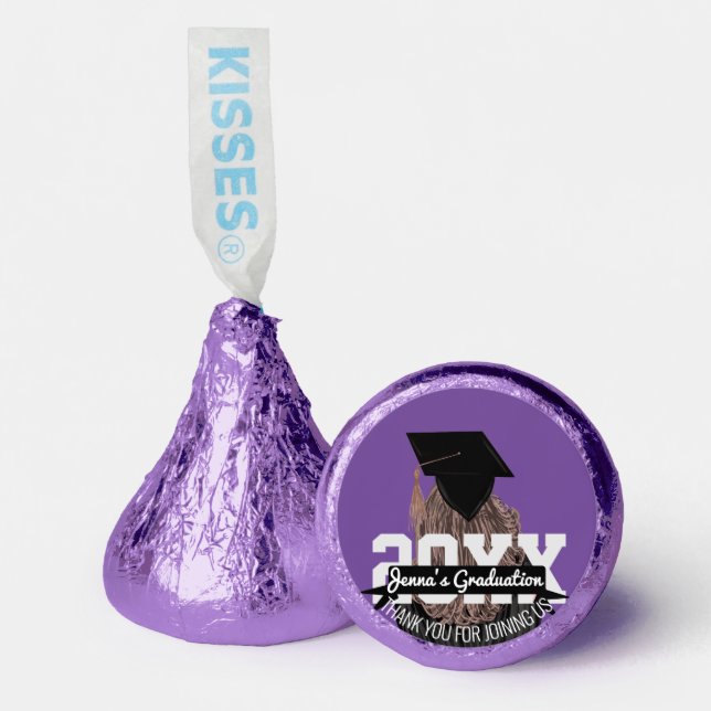 Glitter Graduation College Girl Illustration Hersh Hershey®'s Kisses® (Front)