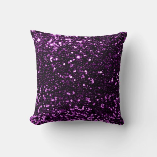 Glitter Grape Fashion Sequin Purple Violet Plum Throw Pillow