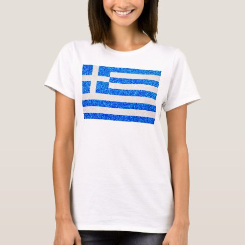 Glitter Greece flag womens tshirt