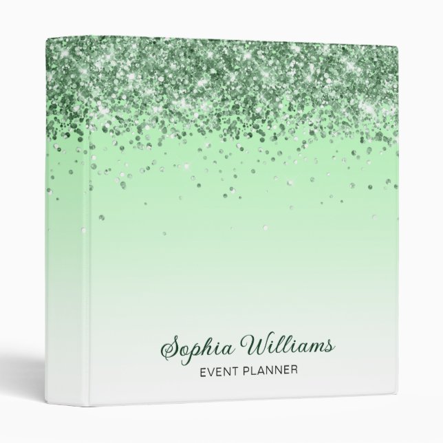 Glitter Green 3 Ring Binder (Front/Spine)