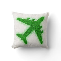 Glitter green airplane square pillow