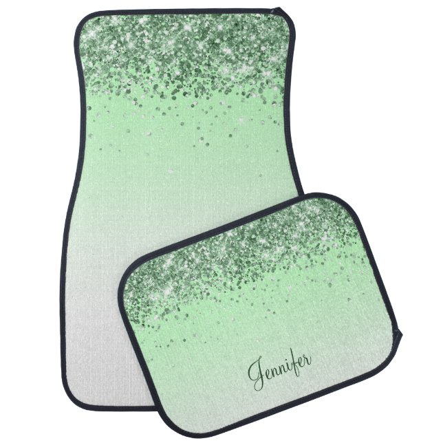 Glitter Green Car Floor Mat (Set)