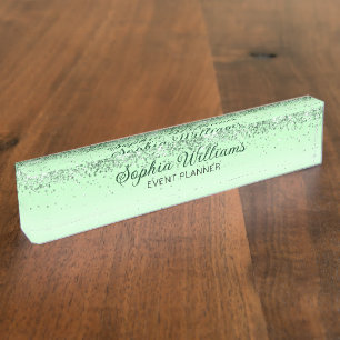Glitter Green Desk Name Plate
