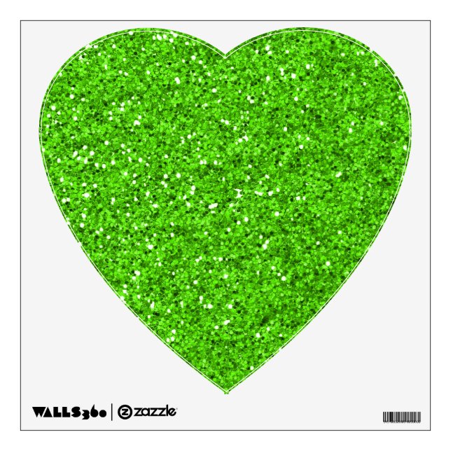 Glitter Green Heart Wall Sticker (Front)