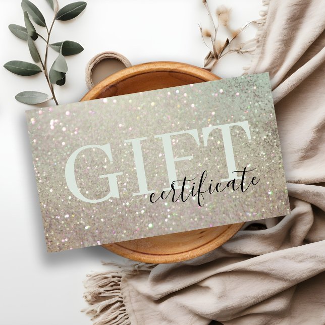 Glitter Green Pink Aqua Shiny Gift Certificate (Creator Uploaded)