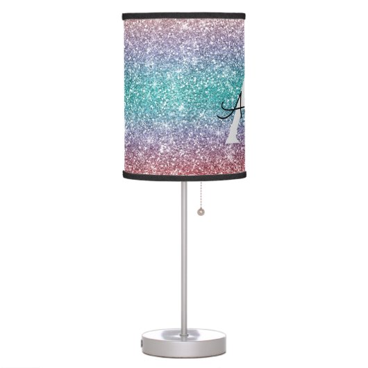 Glitter Green Purple Blue Name Table Lamp (Left)