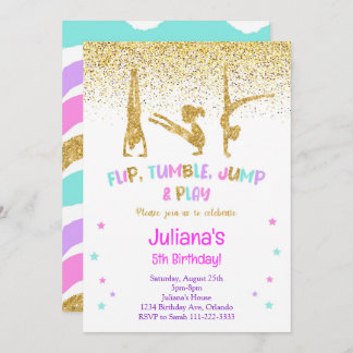 Glitter Gymnastic Birthday Invitation