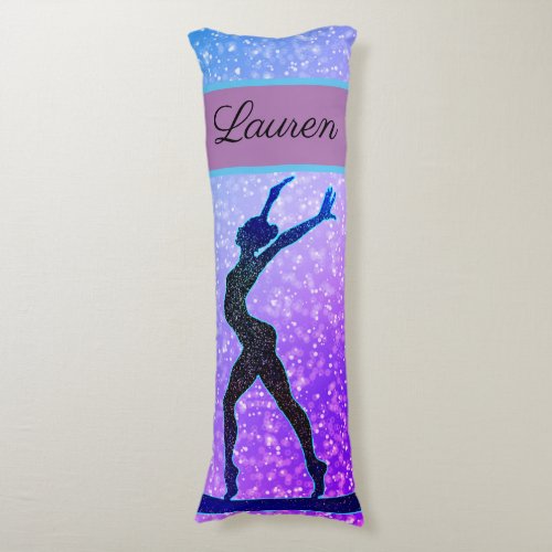 Glitter Gymnastics Beam Blue and Purple Body Pillow
