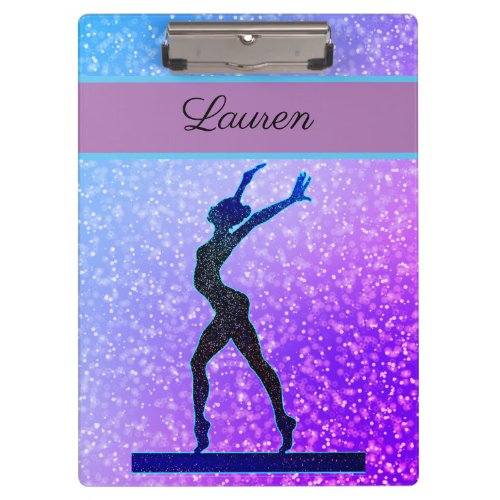 Glitter Gymnastics Beam Blue and Purple Clipboard