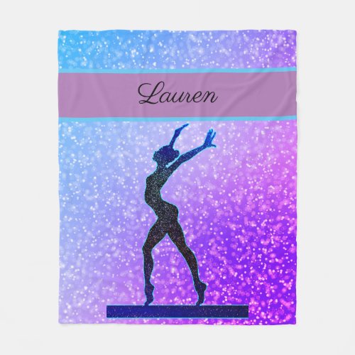 Glitter Gymnastics Beam Blue and Purple Fleece Blanket