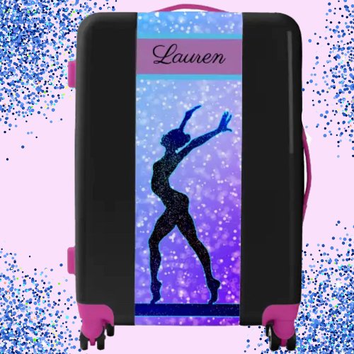 Glitter Gymnastics Beam Blue and Purple Luggage