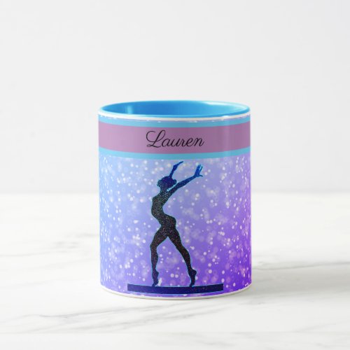 Glitter Gymnastics Beam Blue and Purple Mug