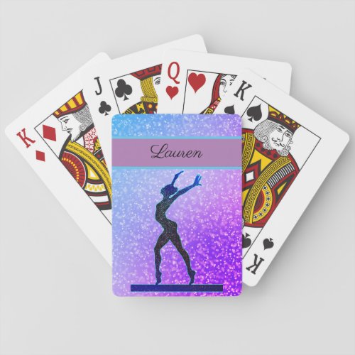 Glitter Gymnastics Beam Blue and Purple Playing Cards