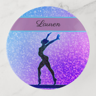 Glitter Gymnastics Beam Blue and Purple Trinket Tray