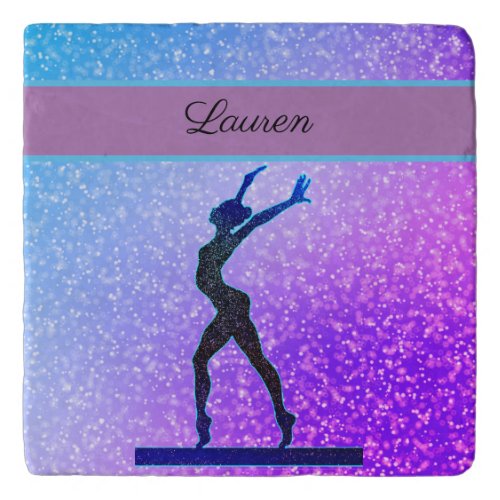 Glitter Gymnastics Beam Blue and Purple Trivet