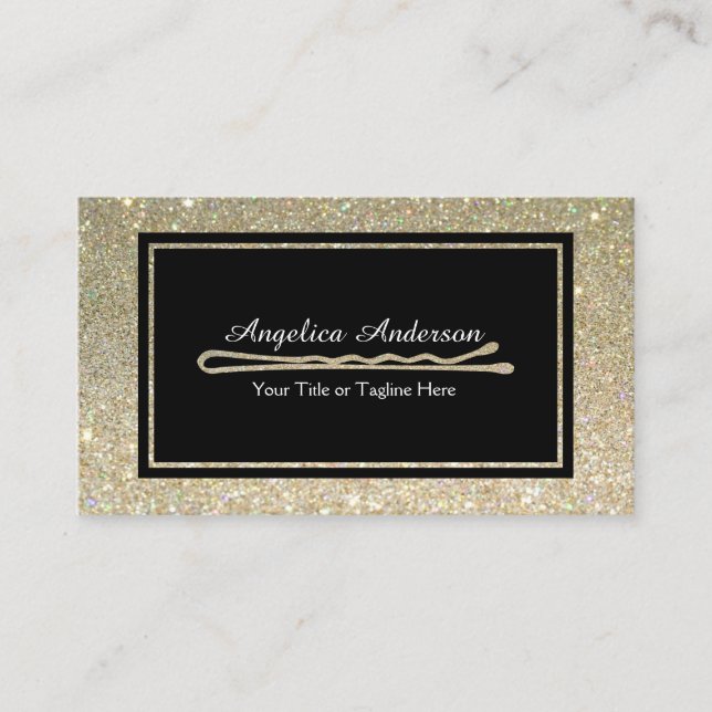 Glitter Hair Stylist Bobby Pin Business Card (Front)