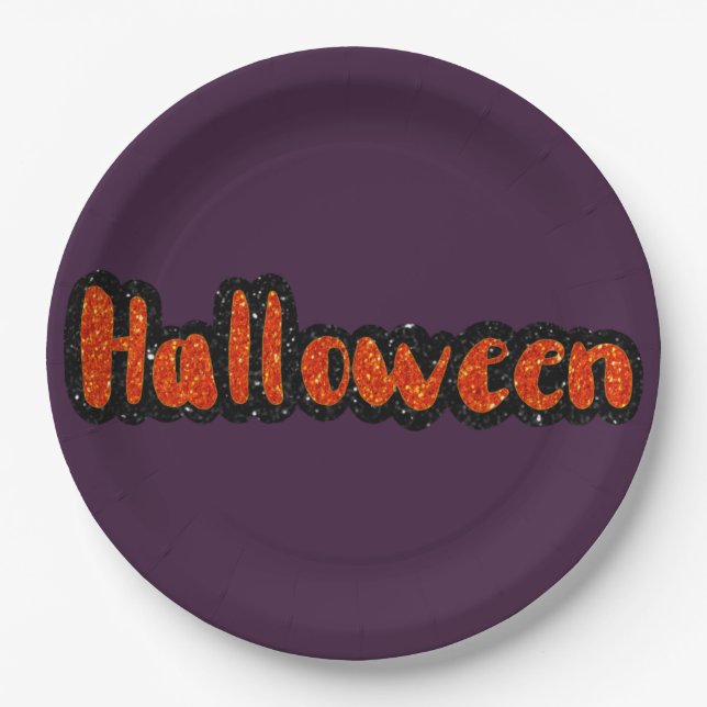 Glitter Halloween Paper Plates (Front)