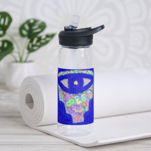 Glitter hamsa pretty floral water bottle