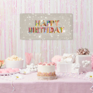Glitter Happy Birthday Banner