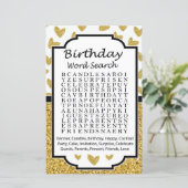 Glitter heart Birthday word search game (Standing Front)