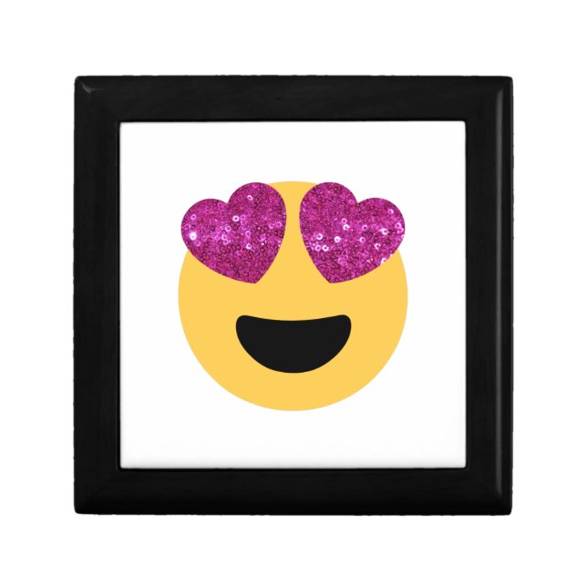glitter heart eye emoji jewelry box (Front)