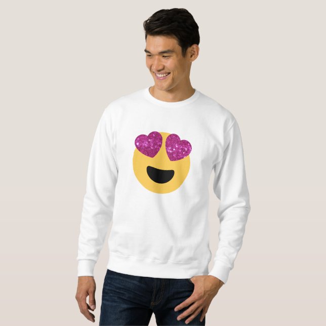 glitter heart eye emoji mens sweatshirt (Front Full)