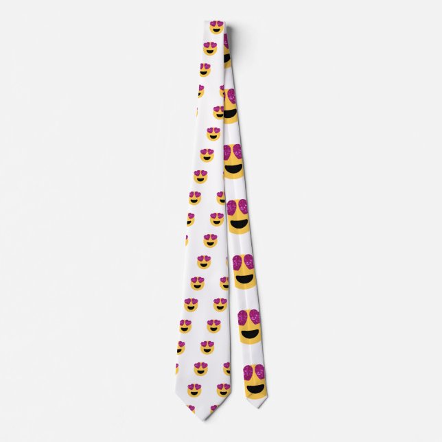 glitter heart eye emoji neck tie (Front)