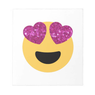 glitter heart eye emoji notepad