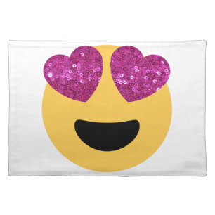 glitter heart eye emoji placemat