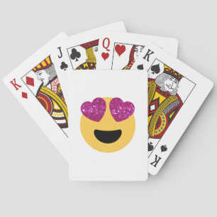 glitter heart eye emoji poker cards