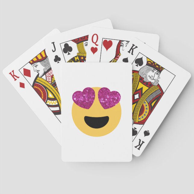 glitter heart eye emoji poker cards (Back)