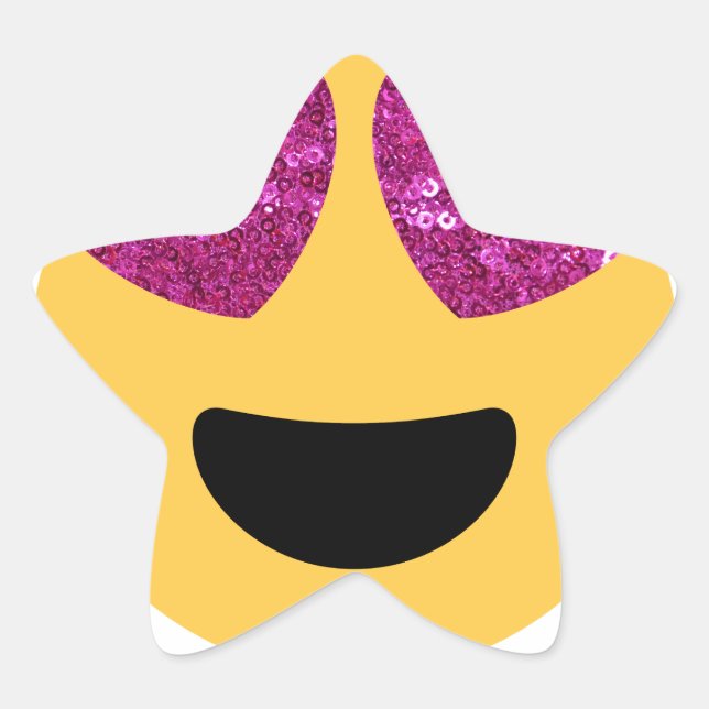 glitter heart eye emoji star sticker (Front)