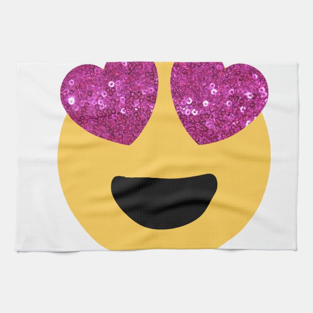 glitter heart eye emoji towel (Horizontal)