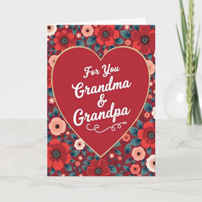 Glitter Heart For Grandma Grandpa Card (Front)