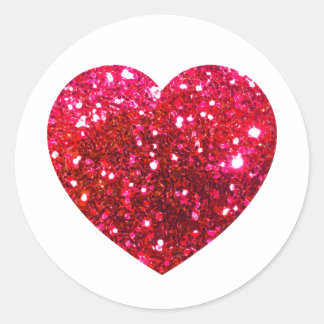 Glitter heart, love, red heart, Valentines day Classic Round Sticker