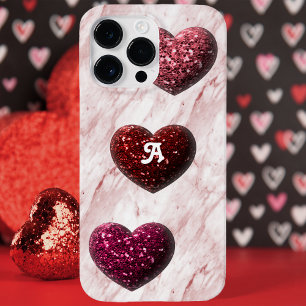 Glitter Heart Monogram Case-Mate iPhone 14 Pro Max Case