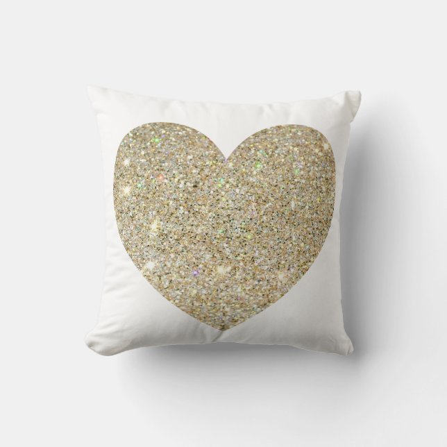 Glitter Heart Throw Pillow (Front)