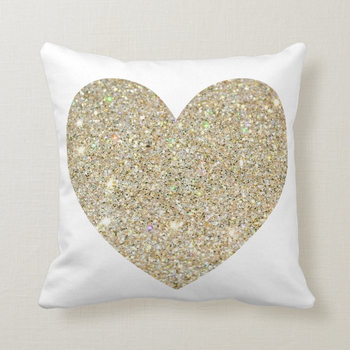 Glitter Heart Throw Pillow Zazzle