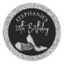 Glitter High Heel Any Birthday Silver  Classic Round Sticker