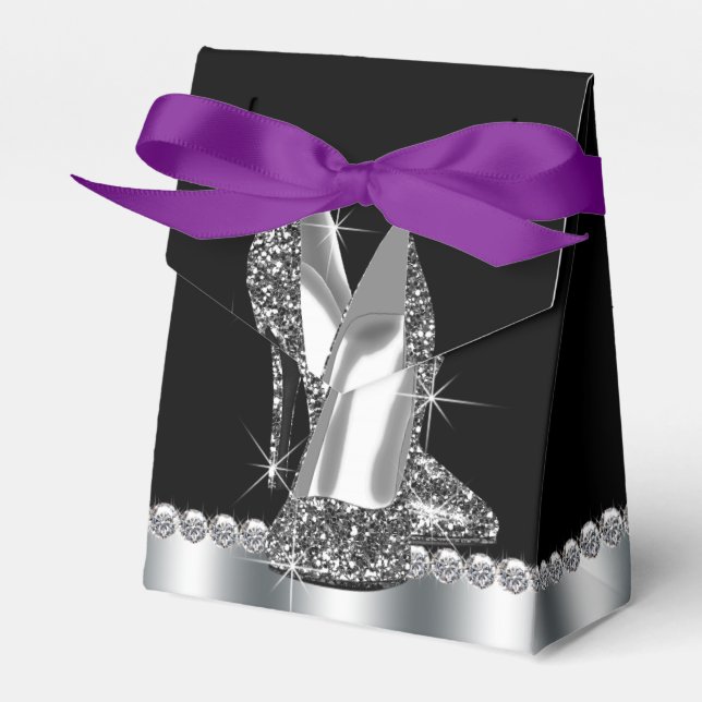 Glitter High Heel Shoe Birthday Favor Boxes (Front Side)