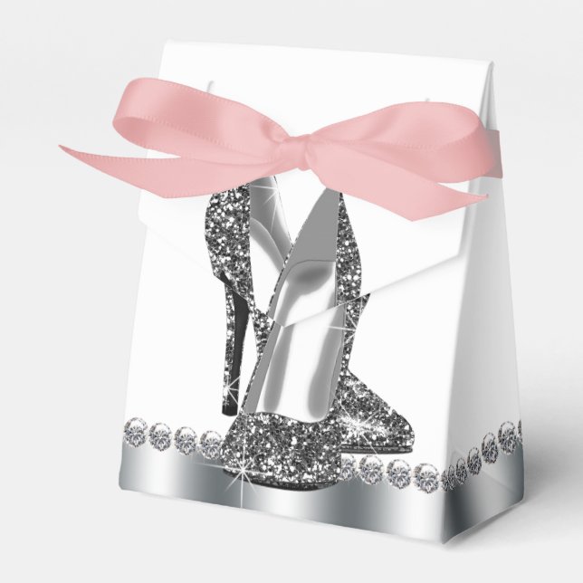Glitter High Heel Shoe Birthday Favor Boxes (Front Side)