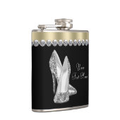 Glitter High Heel Shoes Black and Gold Hip Flask (Right)