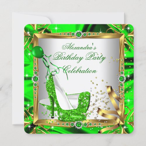 Glitter High Heel Shoes Lime Green Gold Silk Invitation