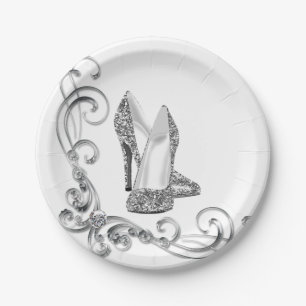 Glitter High Heel Shoes Paper Plates