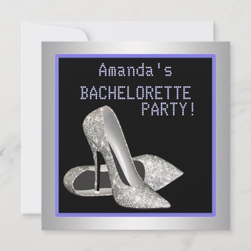 Glitter High Heels Purple Bachelorette Party Invitation