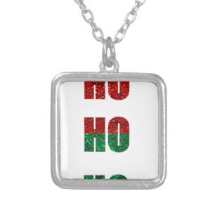 glitter ho ho ho silver plated necklace
