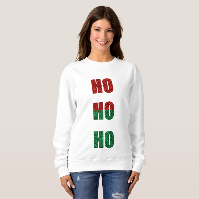 glitter ho ho ho womens sweatshirt (Front Full)