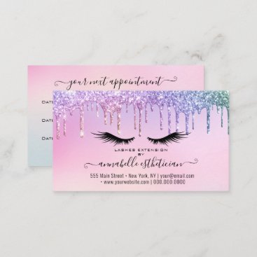 Glitter Holograph Eyelash Extension Appointment   Business Card