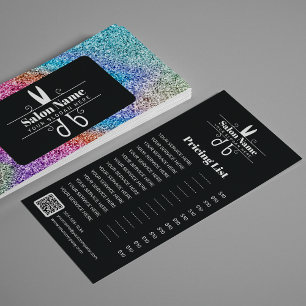 Glitter Holographic Hairdresser Salon Price List Rack Card